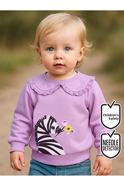 Denokids Zebra Baby Girl Lilac Sweatshirt