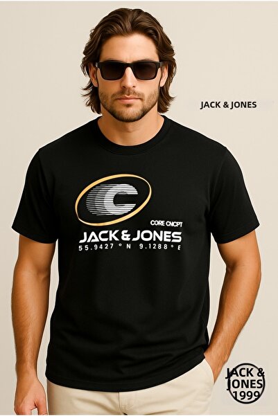 Jack & Jones Tricou cu logo J&J pentru bărbați, negru