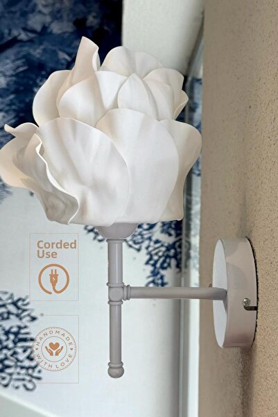 Maison Avf White Eva Anemone Design Wired Sconce - Bottom White (Full Size 35 cm)