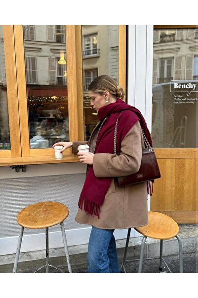 Wearflawless Puffy SOFT șal cu textura moale, bordeaux, eșarfă groasă