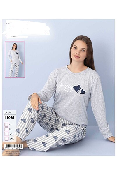 LİLA PİJAMA Cotton Combed Long Sleeve Pajama Set