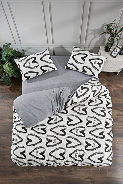 Valezium LOVE BLACK Комплект спално бельо с еластично покривало и 1 калъфка за възглавница