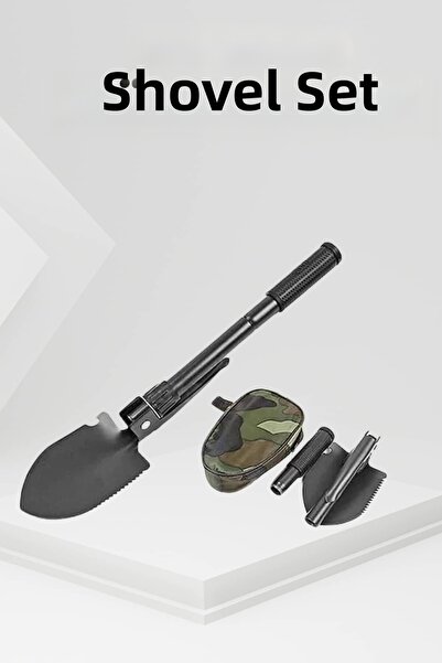 teknodayım Foldable Camping Shovel Small Digging Shovel Set with Compass