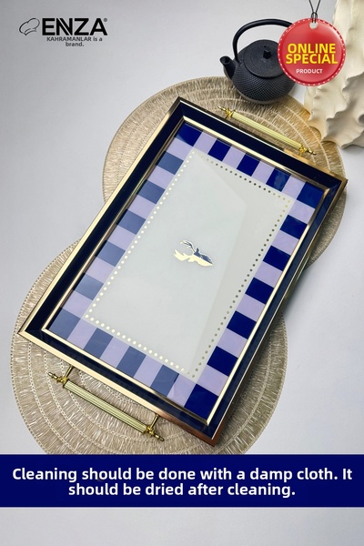 Enza صينية تقديم وفطور حديثة للشاي والقهوة مقاس 48 × 29 سم