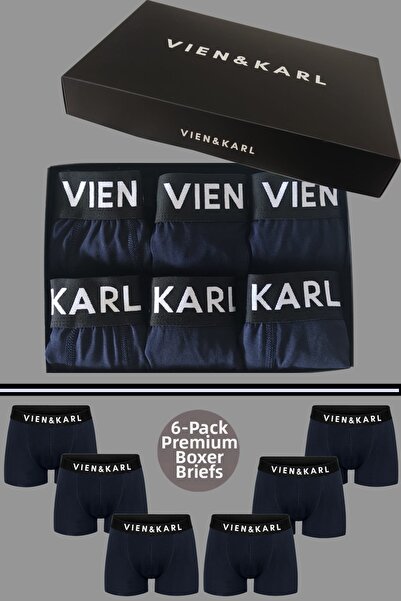 Vien&Karl Men's Navy Blue Plain Lycra Boxer Shorts Box of 6