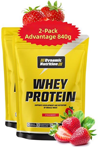 Dynamic Nutrition High Protein Whey Protein Powder - 420g X 2 Pieces = 840g Strawberry - 28 Serve