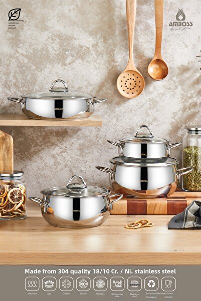 Amboss طقم أواني طهي ستيل 8 قطع من ستون