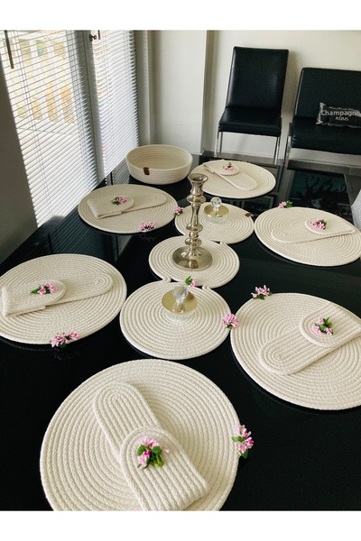 RENGARENK طقم طاولة سبل رانر لسكاكين الشوكة 14 قطعة