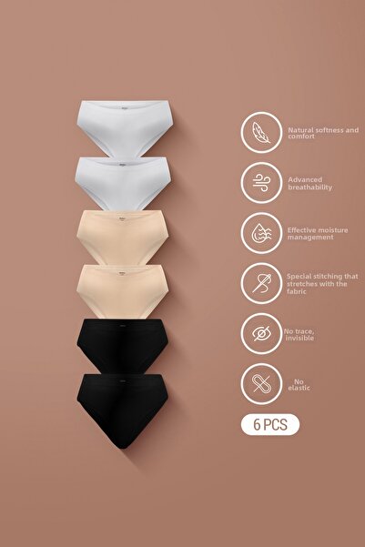 AUW Chiloți de bikini cu picioare înalte pentru femei B basic fără urme, bumb...