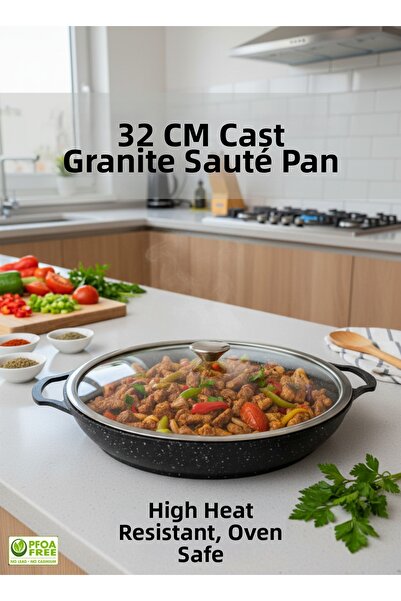 FİTHOME مقلاة شواء معدنية مطلية بالزجاج مقاس 32 سم، مقاومة للحريق وغير لاصقة، يمكن استخدامها في الفرن