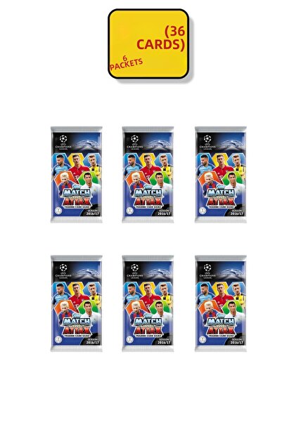 TOYFEST 6 عبوات (36 بطاقة) بطاقات لاعبي كرة القدم لبطولة دوري أبطال أوروبا 16...