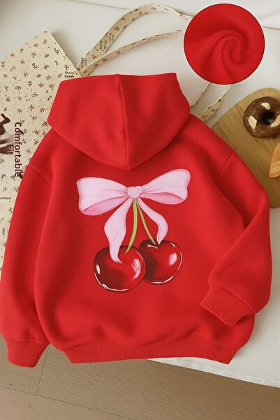 BENROMA 3-нишка джърси с черешова щампа, унисекс детска суитшърт с качулка