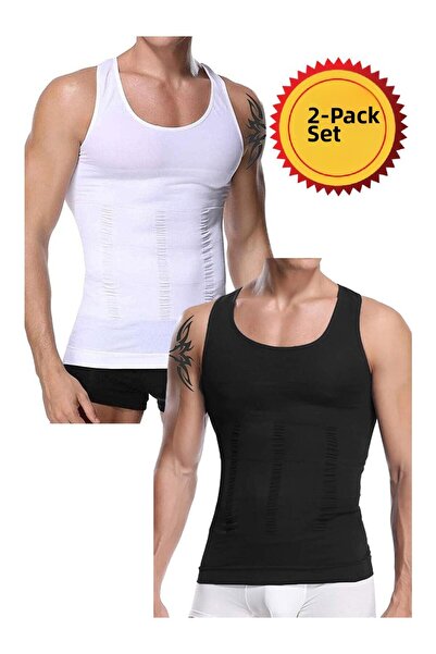 MYS GRUP TEKSTİL 2'Limen's Body Shaper Belly Tightener Slimming Firming Breathable Tank Top Corset