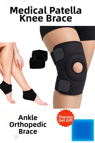 MericLine جوارب للكعب (قطعتان) يمين ويسار + دعامة ركبة طبية لدعم الرضفة + ثير...