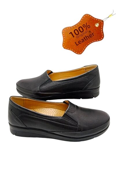 MAGIC SHOES Women's Black Genuine Leather Comfort Full Orthopedic Mother Shoes