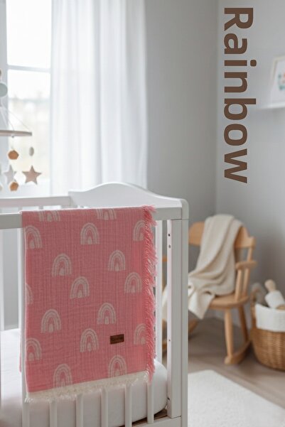 Caramell 100% Cotton Muslin Breathable Baby Blanket – Rainbow Pattern