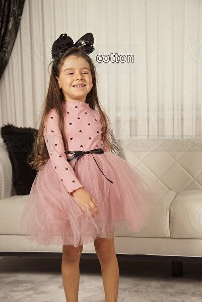 neocotton Dětské šaty s dlouhým rukávem, tylovou podšívkou, k narozeninám a zvláštním příležitostem