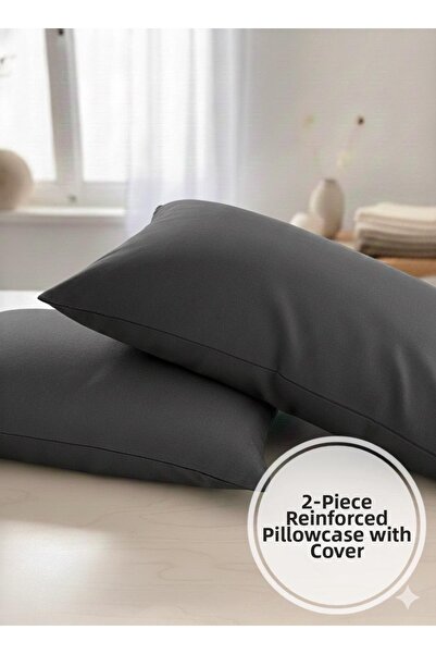 Marlenka Home Tex غطاء وسادة مكون من قطعتين مصنوع من قماش القطن المقوى مقاس 50×70 سم (لون أنثراسيت)