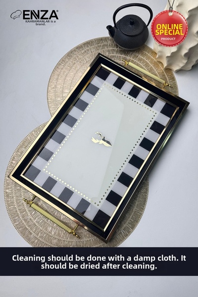 Enza صينية تقديم وفطور حديثة للشاي والقهوة مقاس 48 × 29 سم