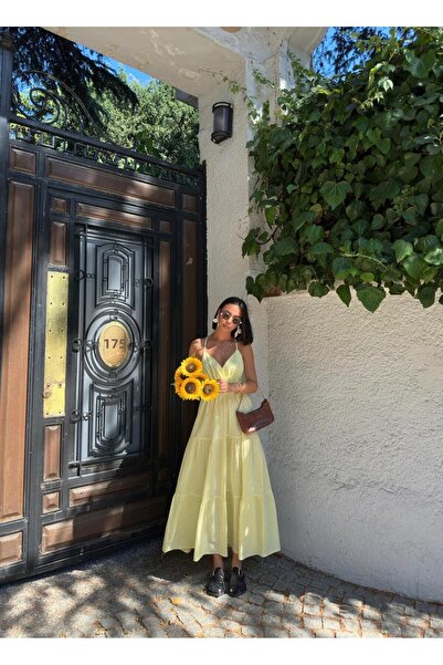 aytenli Rochie de in supradimensionată cu decolteu în V, cu bretele încrucișate, cu detaliu din cauciuc, cu talie pliată