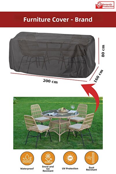 Breen غطاء حماية لأثاث الحدائق باللون الأسود - 200x160x80 سم، مقاوم للماء وواقي من الشمس