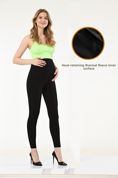 Katmirra Dámské zimní zateplené těhotenské punčochy v pase s fleecem uvnitř