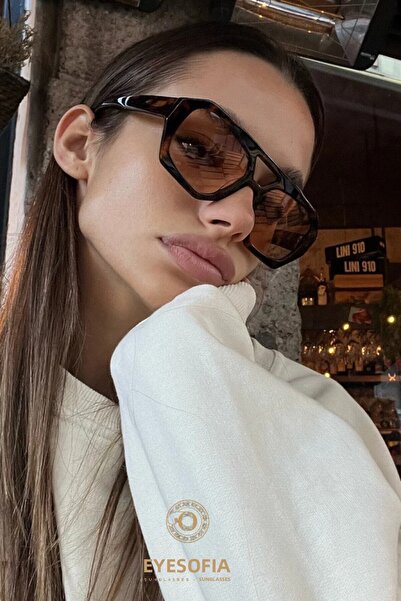 Eyesofia نظارات شمسية للجنسين من Wuhle Leopard باللون البني العاري