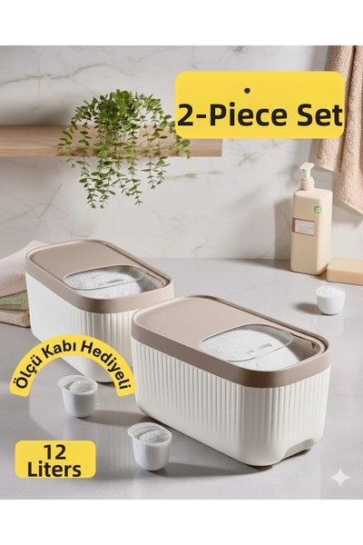 VİALEX حاوية تخزين المنظفات من ستورميت بعجلات منزلقة وسعة 12 لتر مع ميزان ومن...