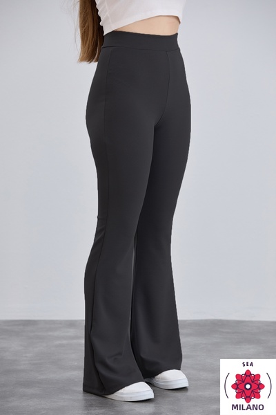 Alos بنطال ضيق من الليكرا بخصر عالٍ للنساء من الكريب الأسود