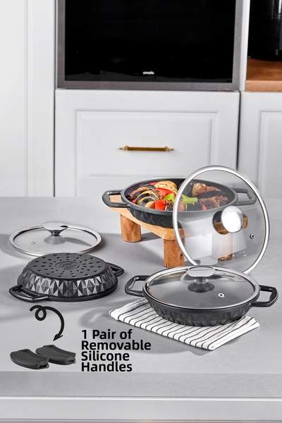 Taç Bella Cast Glass Covered 3-Piece Sauce Set 18-20-22 cm