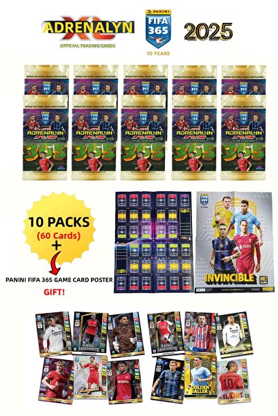 Panini FIFA 365 Adrenalyn XL 2025 - 10 عبوات من بطاقات الألعاب الداعمة (60)