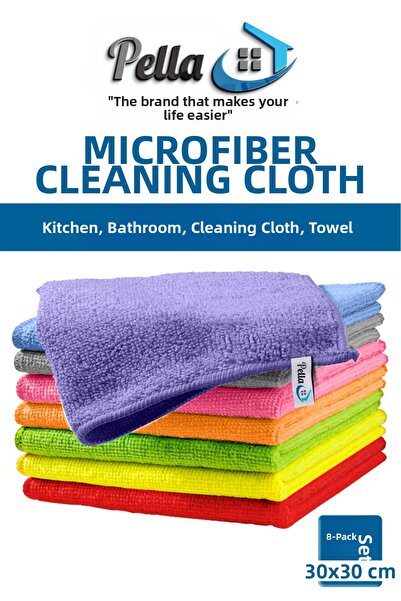 pella Pachet de 8 cârpe de curățare generală multifuncțională, cârpă din microfibră 30X30cm