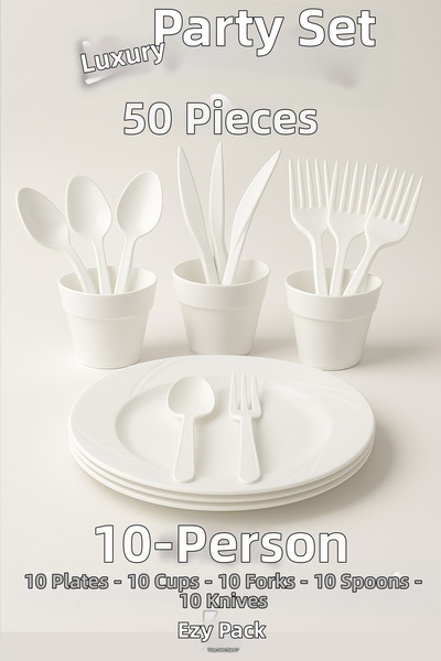 Ezu Home Set de 50 de piese din plastic dur de lux pentru petrecere, aniversa...