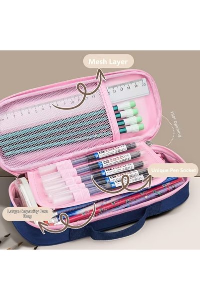 BABUN Wide Large Capacity Waterproof Multi-Compartment Functional Pencil Case with Handle