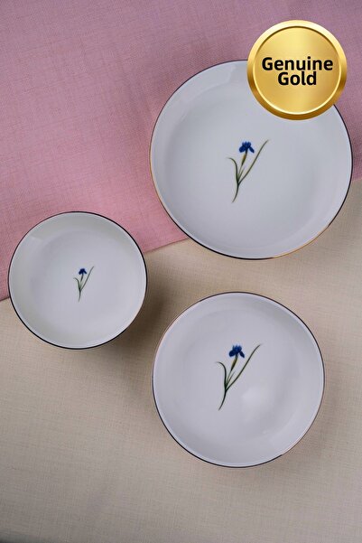 tabakevi طقم أطباق بورسلين ناتورا إيريس مطلي بالذهب من تاباك إيفي، 3 قطع