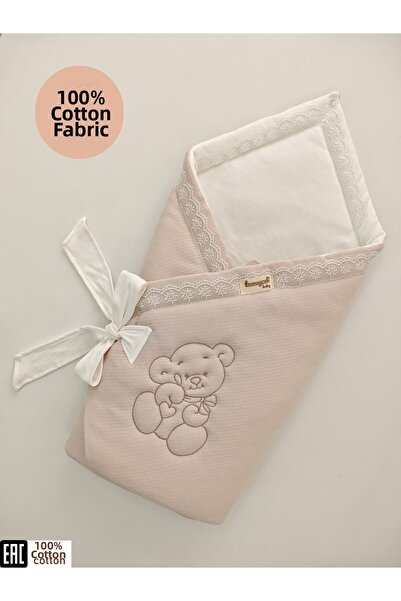Tomuycuk Teddy Bear Embroidered 100% Cotton 85X85Cm Baby Blanket |   Girls Boys Seasonal Sleeping Swaddle