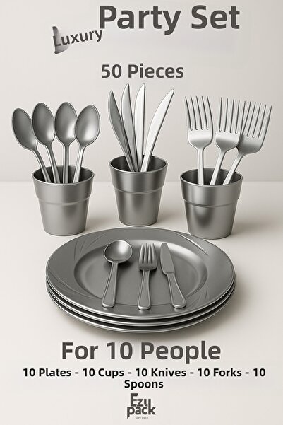 Ezu Home Σετ 50 τεμαχίων από ΣΚΛΗΡΟ ΠΛΑΣΤΙΚΟ ΕΙΔΙΚΟ ΣΕΤ Γενεθλίων για Πάρτι, ...