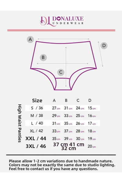 Donaluxe Women's High Waist Panties Black Cotton Soft Fabric 7 Pack