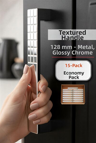 GLASWEN 15 bucăți de mâner de bucătărie cromat cu model Bihter - dulap de mob...