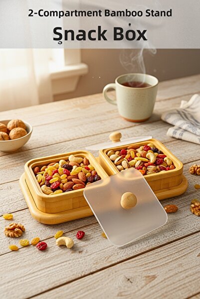 Penthouse Bamboo Snack Bowl with Stand and Lid, Set of 2