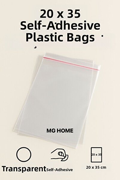 VENON 10 Pcs 🖤 32X45 cm 🖤 Bantli 🖤 Transparent Self-Adhesive Dowery Bag Op...