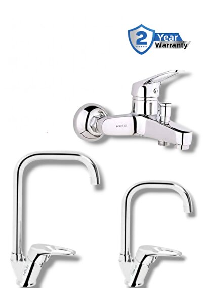 ESHOME مجموعة خلاطات مطبخ ثلاثية مع صنبور زاوية - حنفية للمطبخ والحمام