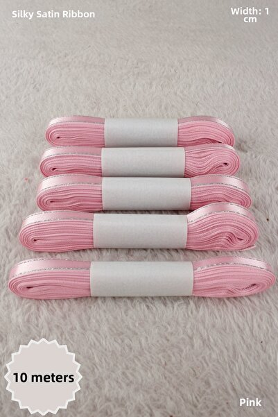 Mortex Panglică din satin cu sclipici roz 1cm 10mt - Boșa, nuntă, logodnă, mi...