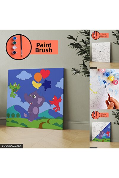 Evinemoda Σετ ζωγραφικής σε καμβά με εικόνες ελεφαντών και πουλιών Περιλαμβάν...