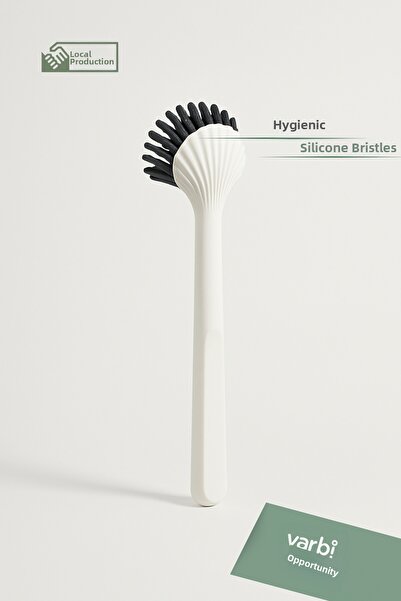 Varbifırsat طرف سيليكون - طبق متين للغاية - فرشاة حوض - أبيض