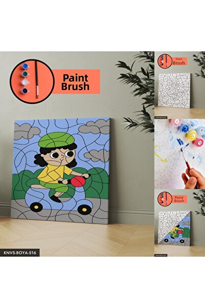 Evinemoda Момиче на мотоциклет Комплект за рисуване върху платно Включва четк...