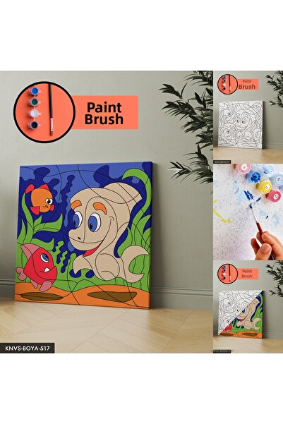 Evinemoda Комплект за рисуване на платно „Подводен свят“ с включени четки и бои