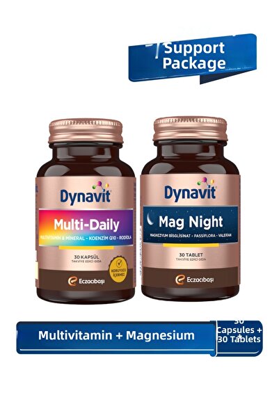 Dynavit Multidaily 30 Capsules & Mag Night 30 Tablets - Multivitamin, Evening/Night Magnesium - 7/24 Support Package