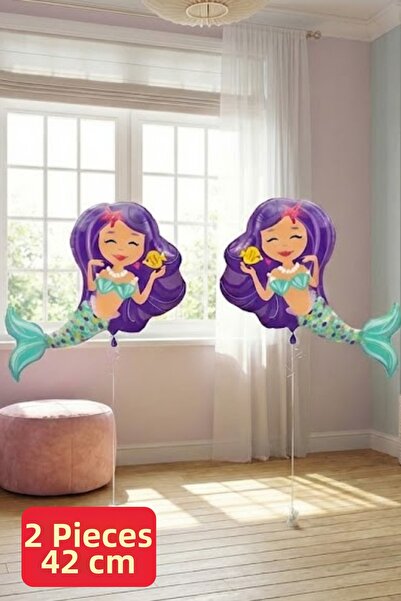 Baloncu Nene 2 Pieces Mermaid Foil Balloon Birthday Foil Balloon Character Fo...
