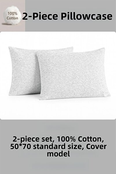 POYRAZ MARKET 100% Cotton Pillowcase 50*70 (2 Pieces)-Gray
